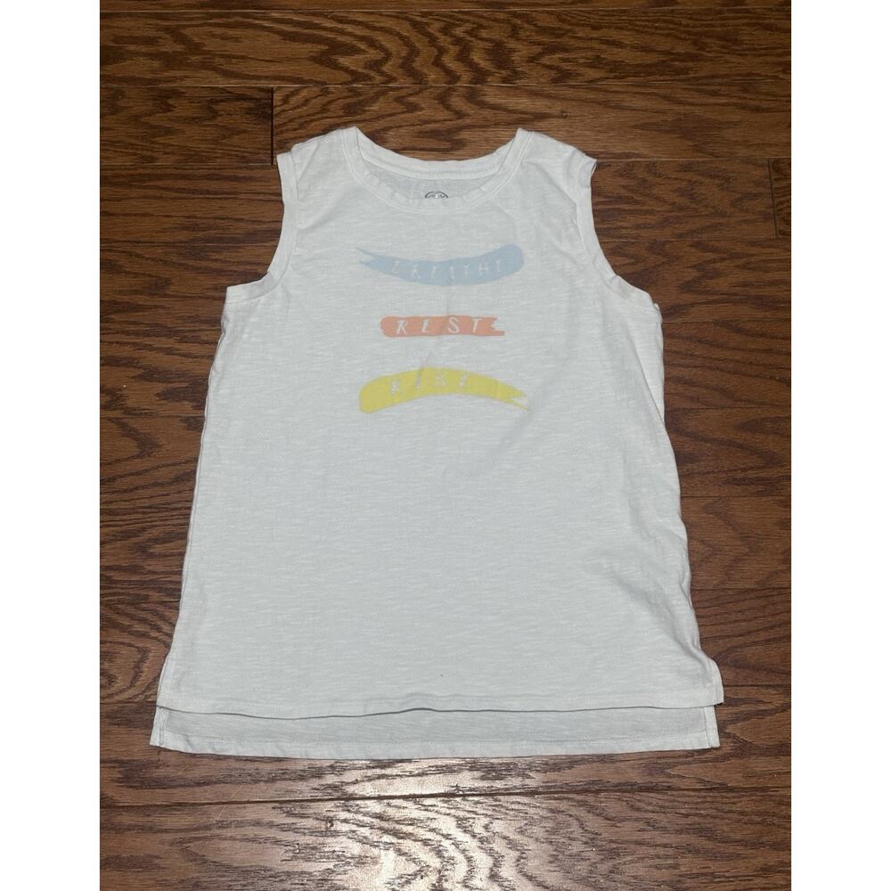 Athletic Works Youth Girls White Breath Rest Rise Graphic Tank Top, Sz XL